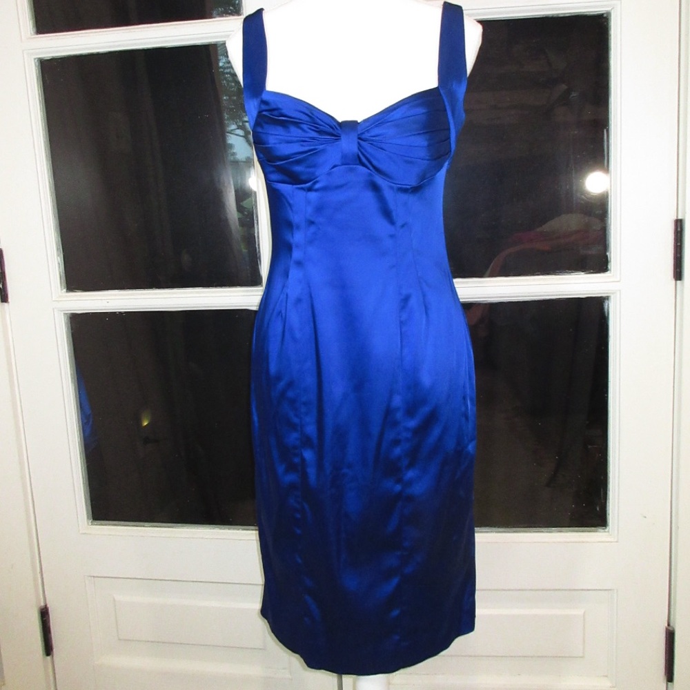 Elegant Blue Satin Dress Calvin Klein New Never Worn with Tags